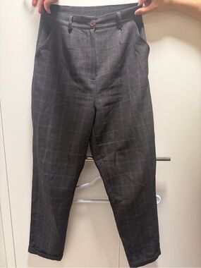 Influence Grey Plaid High-Waisted Dress Pants – Size 8
